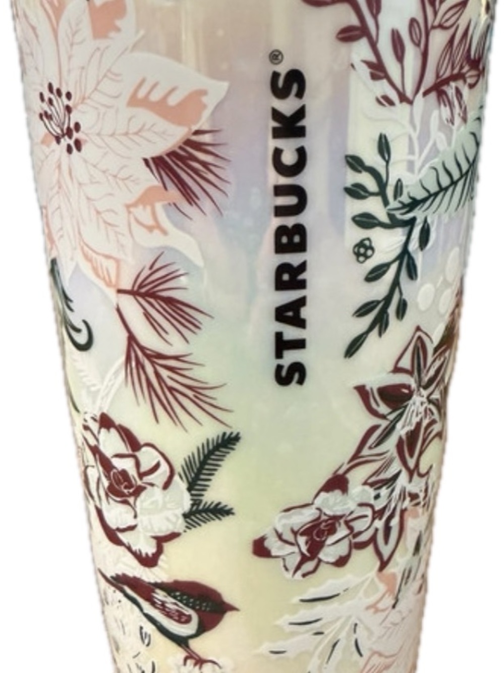 Starbucks Iridescent Floral Tumbler with Pink and Green Accents